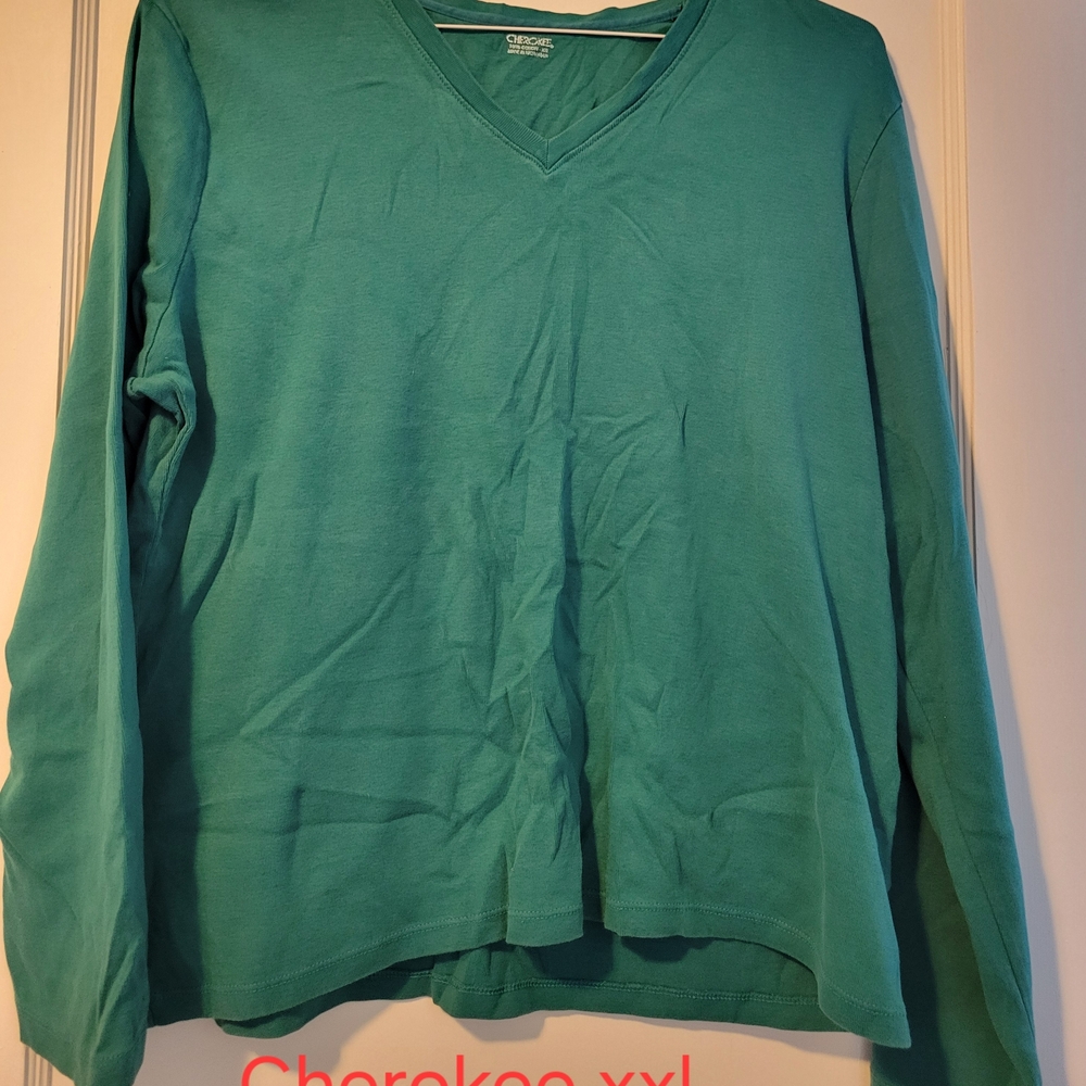 Cherokee Aqua V-Neck Long Sleeve Top